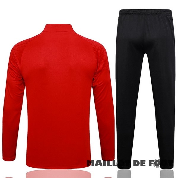 Foot Maillot Pas Cher Ensemble Complet Sudadera Entrainement Enfant AC Milan 2023 2024 Rouge III Noir
