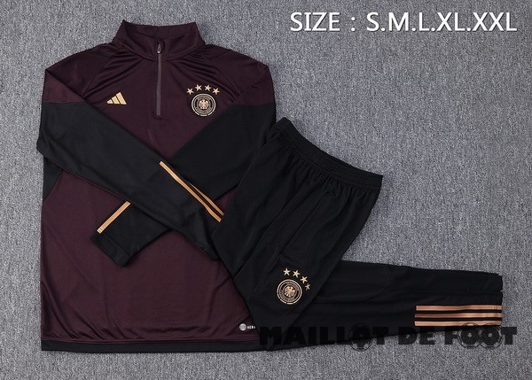 Foot Maillot Pas Cher Ensemble Complet Sudadera Entrainement Enfant Allemagne 2022 Bordeaux Noir