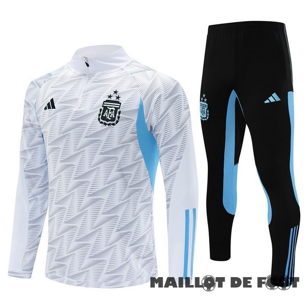 Foot Maillot Pas Cher Ensemble Complet Sudadera Entrainement Enfant Argentine 2023 Blanc I Bleu Noir