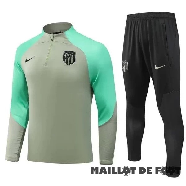Foot Maillot Pas Cher Ensemble Complet Sudadera Entrainement Enfant Atlético Madrid 2023 2024 Vert