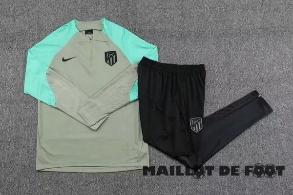 Foot Maillot Pas Cher Ensemble Complet Sudadera Entrainement Enfant Atlético Madrid 2023 2024 Vert