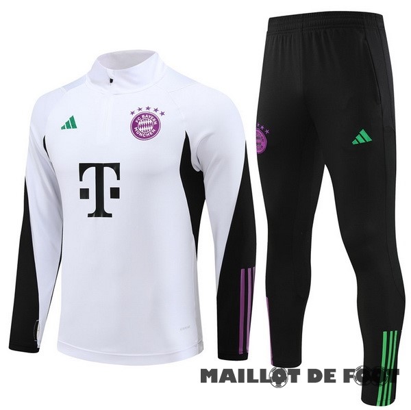 Foot Maillot Pas Cher Ensemble Complet Sudadera Entrainement Enfant Bayern Múnich 2023 2024 Blanc I Noir Purpura