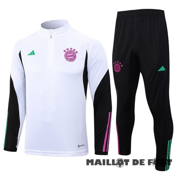 Foot Maillot Pas Cher Ensemble Complet Sudadera Entrainement Enfant Bayern Múnich 2023 2024 Blanc Noir Purpura