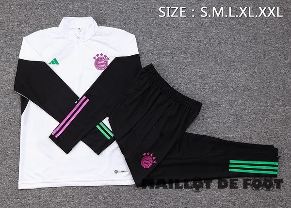 Foot Maillot Pas Cher Ensemble Complet Sudadera Entrainement Enfant Bayern Múnich 2023 2024 Blanc Noir Purpura
