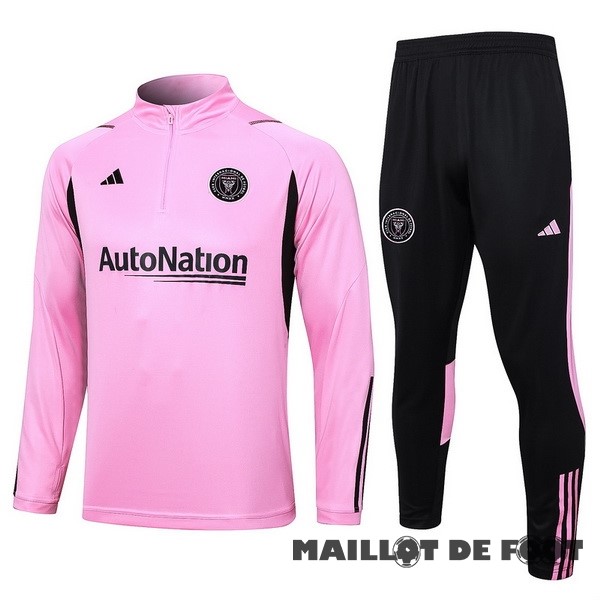 Foot Maillot Pas Cher Ensemble Complet Sudadera Entrainement Enfant Inter Miami 2023 2024 Rose Noir