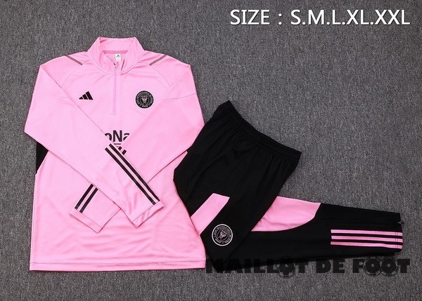 Foot Maillot Pas Cher Ensemble Complet Sudadera Entrainement Enfant Inter Miami 2023 2024 Rose Noir