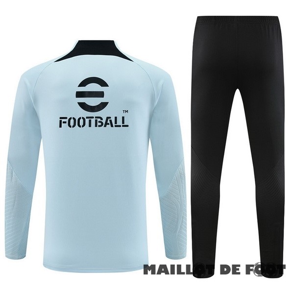 Foot Maillot Pas Cher Ensemble Complet Sudadera Entrainement Enfant Inter Milán 2023 2024 Bleu Clair Noir