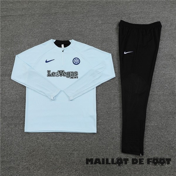 Foot Maillot Pas Cher Ensemble Complet Sudadera Entrainement Enfant Inter Milán 2023 2024 Bleu Clair Noir