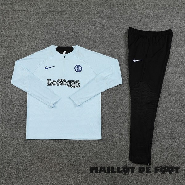 Foot Maillot Pas Cher Ensemble Complet Sudadera Entrainement Enfant Inter Milán Joueurs 2023 2024 Bleu Clair Noir