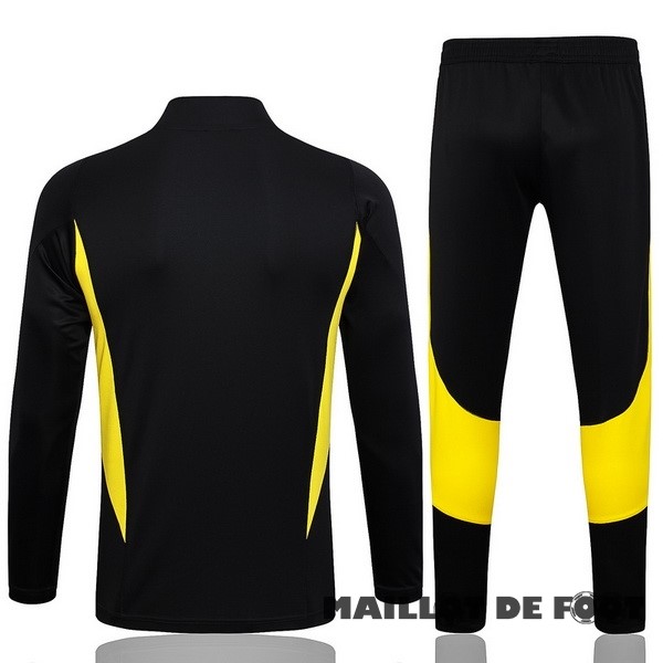 Foot Maillot Pas Cher Ensemble Complet Sudadera Entrainement Enfant Juventus 2023 2024 Noir Jaune Blanc