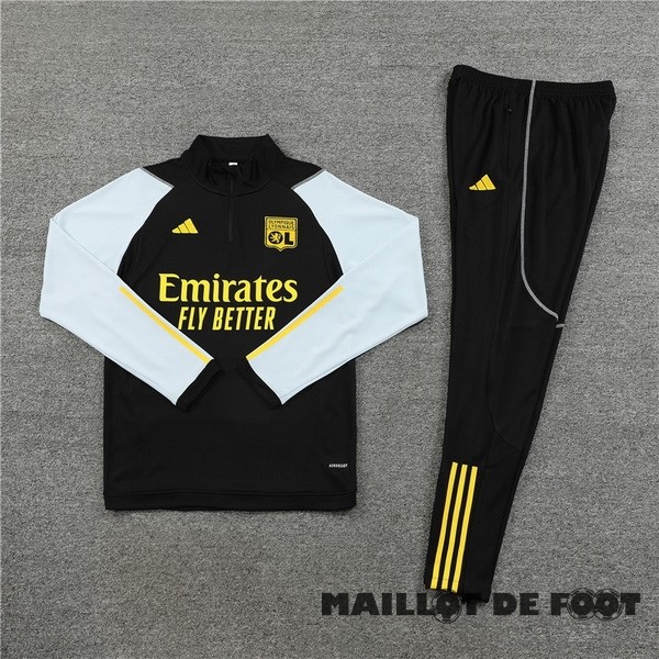 Foot Maillot Pas Cher Ensemble Complet Sudadera Entrainement Enfant Lyon 2023 2024 Gris Noir