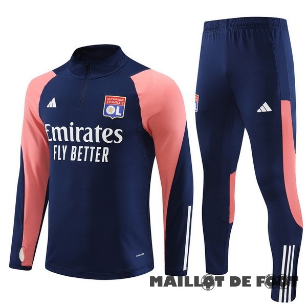 Foot Maillot Pas Cher Ensemble Complet Sudadera Entrainement Enfant Lyon 2023 2024 Rose Bleu
