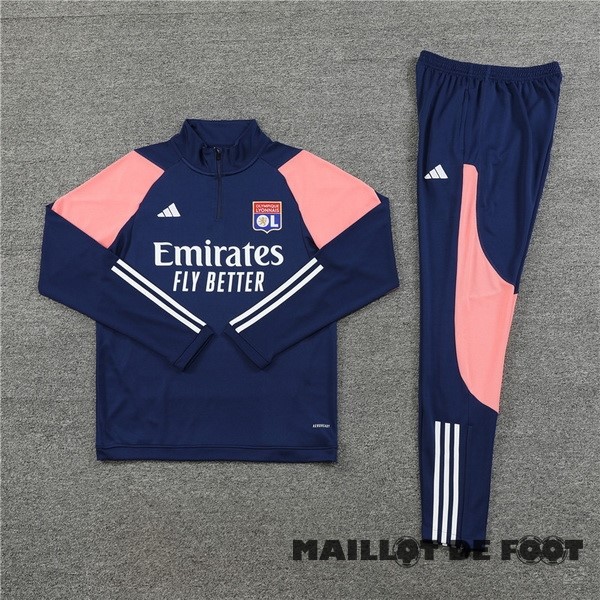 Foot Maillot Pas Cher Ensemble Complet Sudadera Entrainement Enfant Lyon 2023 2024 Rose Bleu