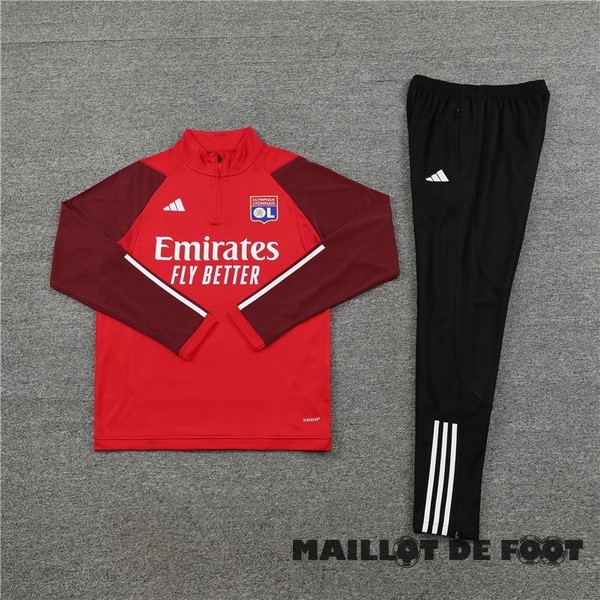 Foot Maillot Pas Cher Ensemble Complet Sudadera Entrainement Enfant Lyon 2023 2024 Rouge Noir