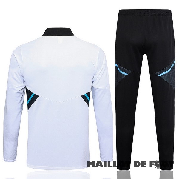 Foot Maillot Pas Cher Ensemble Complet Sudadera Entrainement Enfant Manchester United 2023 2024 Blanc Vert Noir