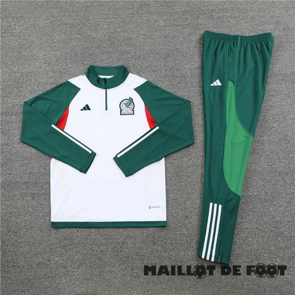 Foot Maillot Pas Cher Ensemble Complet Sudadera Entrainement Enfant Mexique 2023 Blanc Vert
