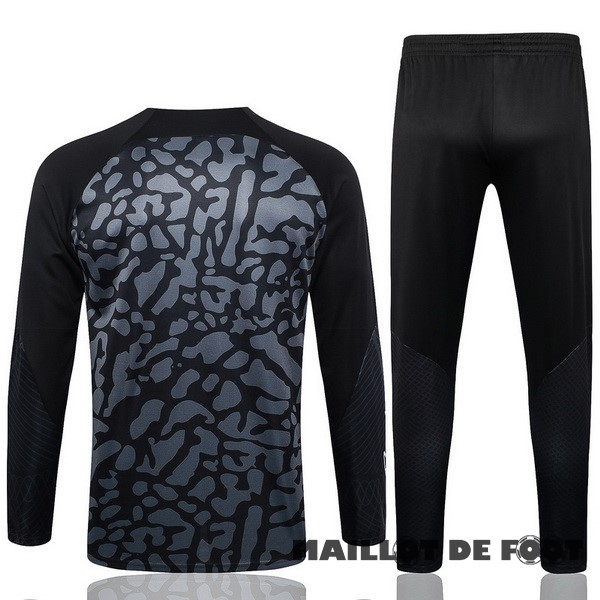 Foot Maillot Pas Cher Ensemble Complet Sudadera Entrainement Enfant Paris Saint Germain 2023 2024 Gris I Noir