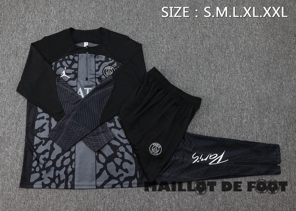 Foot Maillot Pas Cher Ensemble Complet Sudadera Entrainement Enfant Paris Saint Germain 2023 2024 Gris I Noir