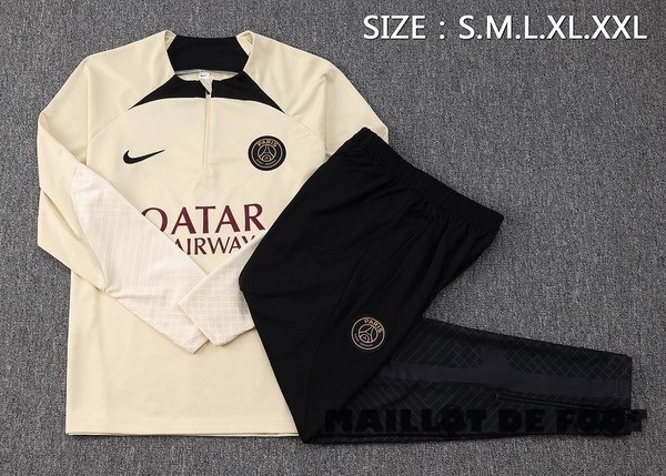 Foot Maillot Pas Cher Ensemble Complet Sudadera Entrainement Enfant Paris Saint Germain 2023 2024 Jaune Noir