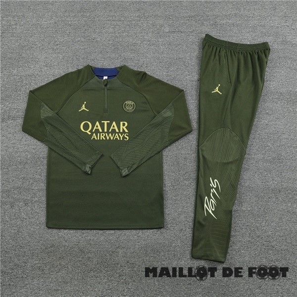 Foot Maillot Pas Cher Ensemble Complet Sudadera Entrainement Enfant Paris Saint Germain 2023 2024 Vert