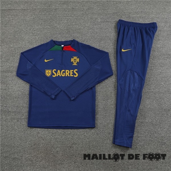 Foot Maillot Pas Cher Ensemble Complet Sudadera Entrainement Enfant Portugal 2023 Bleu I Marine