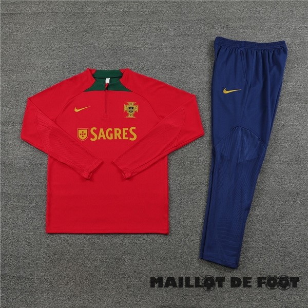 Foot Maillot Pas Cher Ensemble Complet Sudadera Entrainement Enfant Portugal 2023 Rouge Bleu Marine