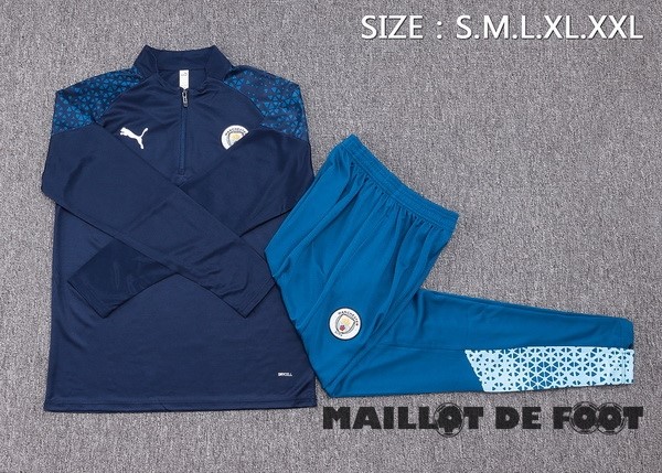Foot Maillot Pas Cher Ensemble Complet Sudadera Entrainement Manchester City 2023 2024 Bleu Marine
