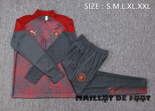 Foot Maillot Pas Cher Ensemble Complet Sudadera Entrainement Manchester City 2023 2024 Rouge Gris