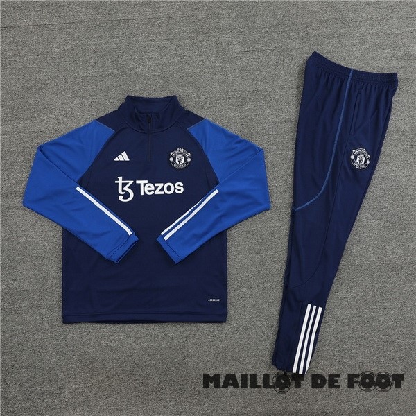 Foot Maillot Pas Cher Ensemble Complet Sudadera Entrainement Manchester United 2023 2024 Bleu I Blanc