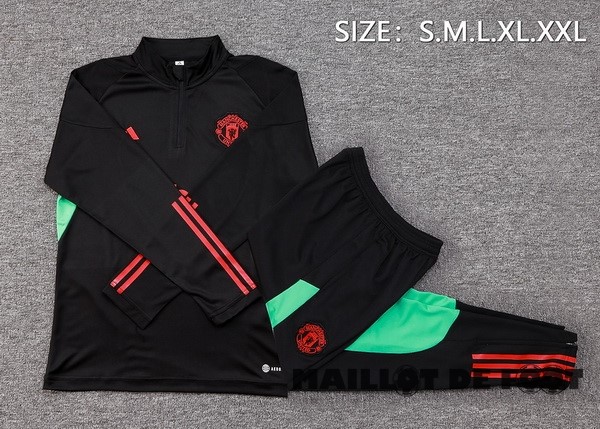Foot Maillot Pas Cher Ensemble Complet Sudadera Entrainement Manchester United 2023 2024 Noir I Rouge