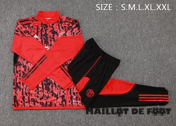 Foot Maillot Pas Cher Ensemble Complet Sudadera Entrainement Manchester United 2023 2024 Rouge Noir
