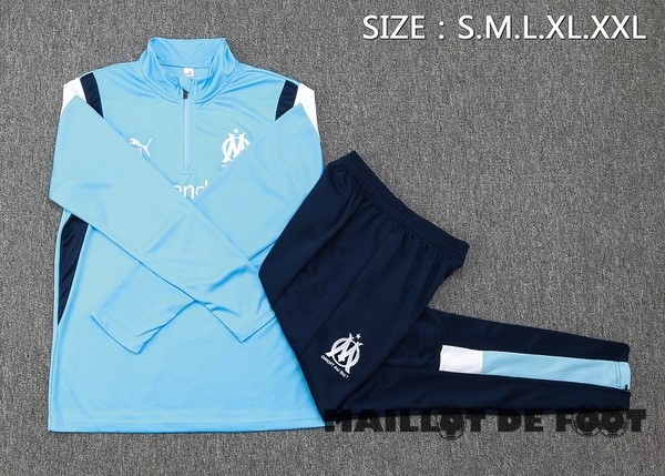 Foot Maillot Pas Cher Ensemble Complet Sudadera Entrainement Marsella 2023 2024 Bleu Clair Blanc
