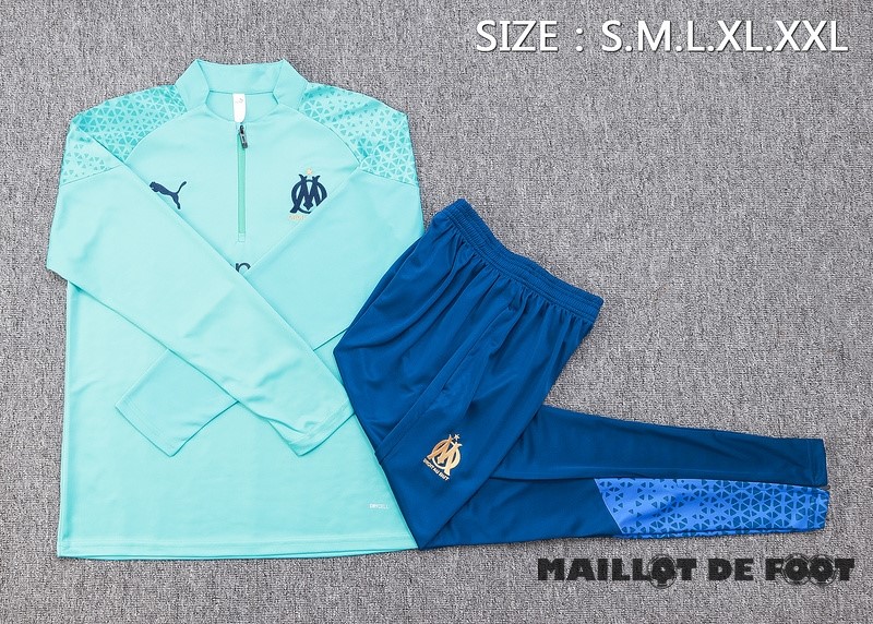 Foot Maillot Pas Cher Ensemble Complet Sudadera Entrainement Marsella 2023 2024 Bleu Vert