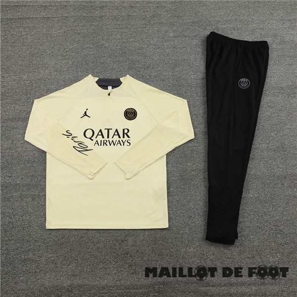 Foot Maillot Pas Cher Ensemble Complet Sudadera Entrainement Paris Saint Germain 2023 2024 Jaune Noir