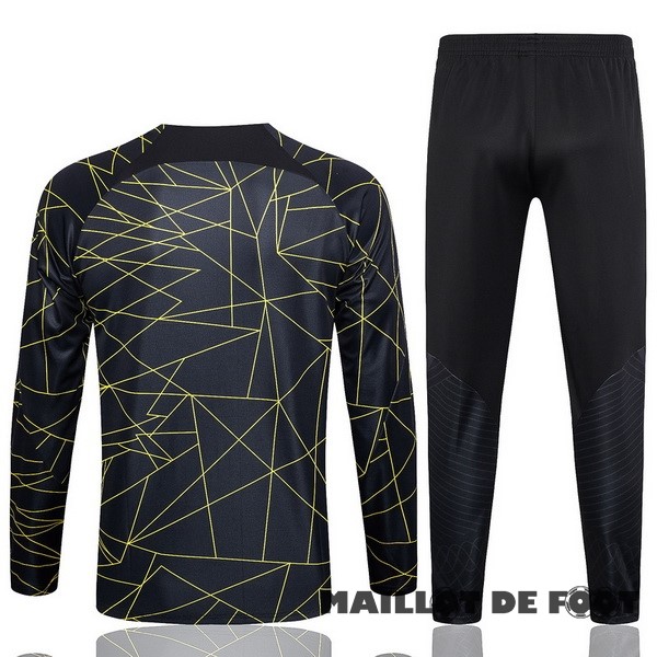 Foot Maillot Pas Cher Ensemble Complet Sudadera Entrainement Paris Saint Germain 2023 2024 Noir IIII Jaune