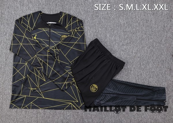 Foot Maillot Pas Cher Ensemble Complet Sudadera Entrainement Paris Saint Germain 2023 2024 Noir IIII Jaune