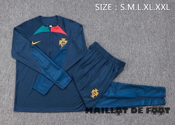 Foot Maillot Pas Cher Ensemble Complet Sudadera Entrainement Portugal 2023 Bleu Marine
