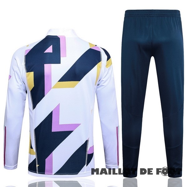 Foot Maillot Pas Cher Ensemble Complet Sudadera Entrainement Real Madrid 2023 2024 Blanc Bleu Purpura