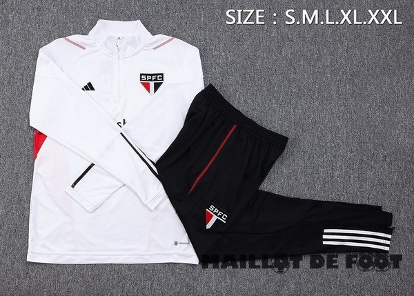 Foot Maillot Pas Cher Ensemble Complet Sudadera Entrainement São Paulo 2023 2024 Blanc Rouge Noir
