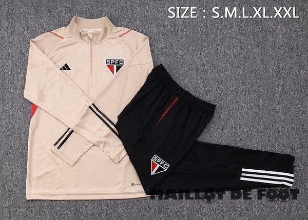 Foot Maillot Pas Cher Ensemble Complet Sudadera Entrainement São Paulo 2023 2024 Jaune Noir I Blanc