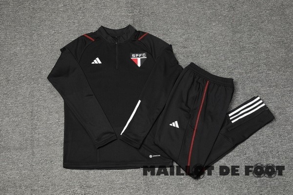 Foot Maillot Pas Cher Ensemble Complet Sudadera Entrainement São Paulo 2023 2024 Noir Blanc