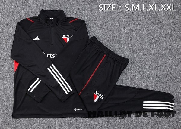 Foot Maillot Pas Cher Ensemble Complet Sudadera Entrainement São Paulo 2023 2024 Noir Rouge
