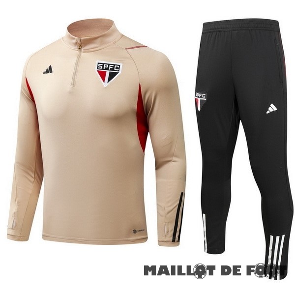 Foot Maillot Pas Cher Ensemble Complet Sudadera Entrainement São Paulo Enfant 2023 2024 Jaune Noir Blanc