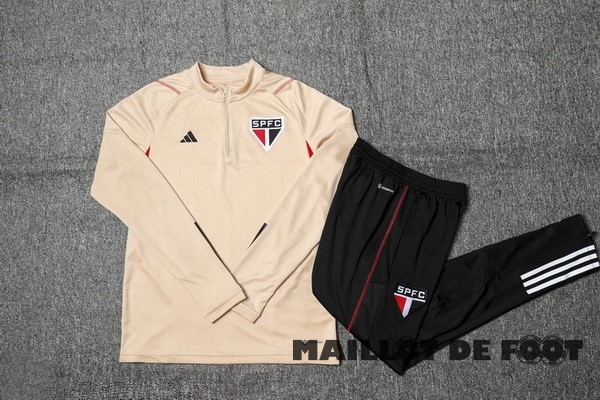 Foot Maillot Pas Cher Ensemble Complet Sudadera Entrainement São Paulo Enfant 2023 2024 Jaune Noir Blanc
