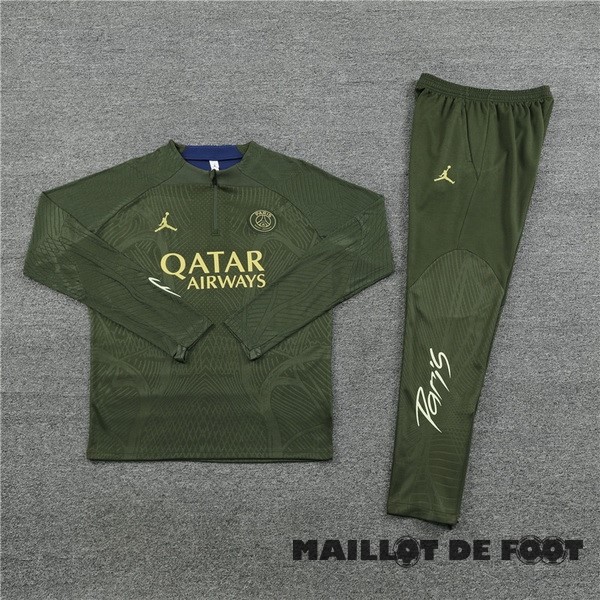 Foot Maillot Pas Cher Ensemble Complet Sudadera Joueurs Entrainement Enfant Paris Saint Germain 2023 2024 Vert