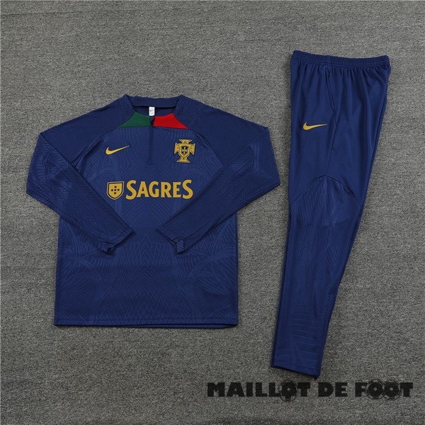 Foot Maillot Pas Cher Ensemble Complet Sudadera Joueurs Entrainement Enfant Portugal 2023 Bleu I Marine