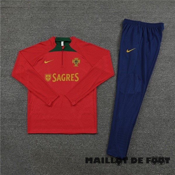 Foot Maillot Pas Cher Ensemble Complet Sudadera Joueurs Entrainement Enfant Portugal 2023 Rouge Bleu Marine