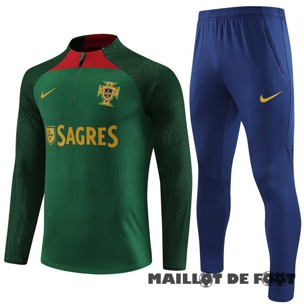 Foot Maillot Pas Cher Ensemble Complet Sudadera Joueurs Entrainement Enfant Portugal 2023 Vert Bleu Marine