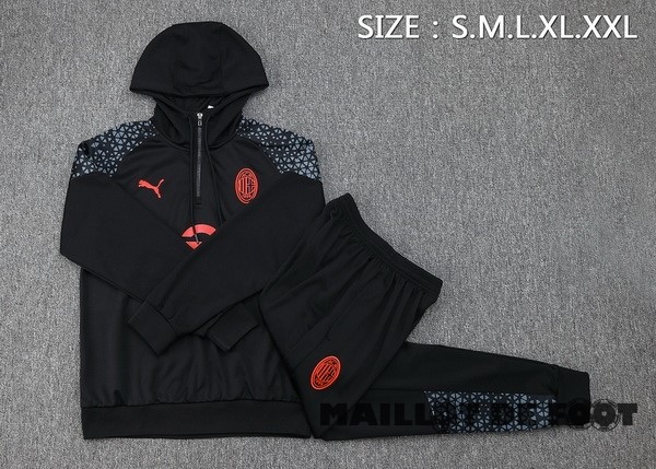 Foot Maillot Pas Cher Ensemble Complet Veste Con Capucha AC Milan 2023 2024 Noir Rouge