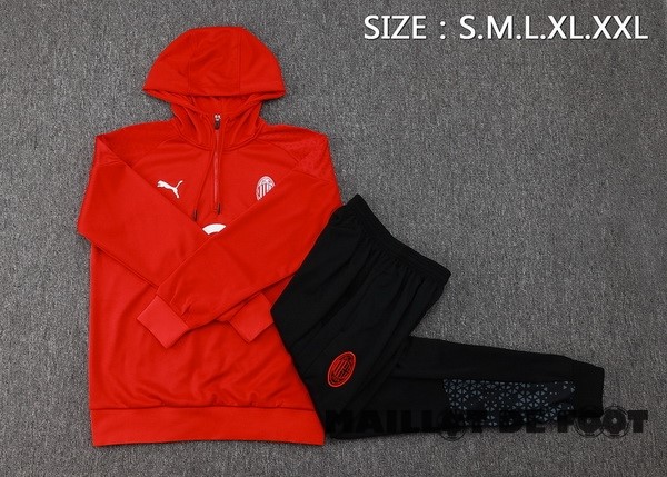 Foot Maillot Pas Cher Ensemble Complet Veste Con Capucha AC Milan 2023 2024 Rouge Noir